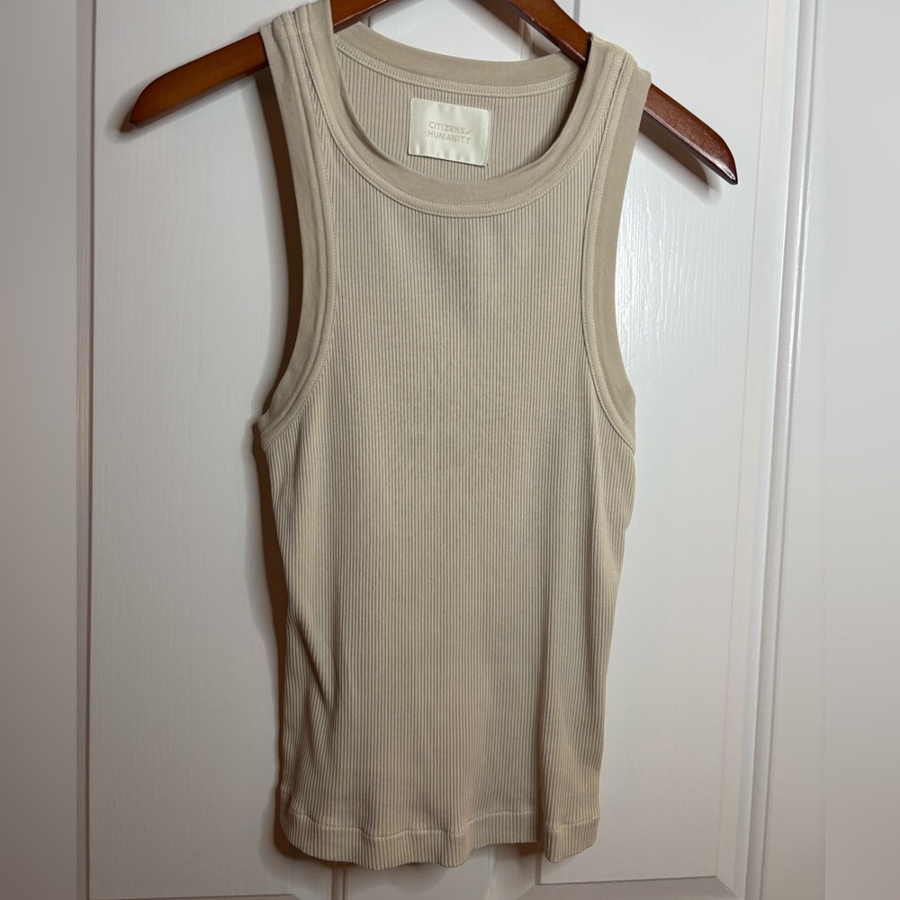 Citizens Of Humanity Ribbed Tank Top in Beige